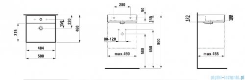 Laufen Kartell umywalka ścienna z powłoką LCC Active (LAUFEN Clean Coat Active) 50x46cm biała H810332A001041