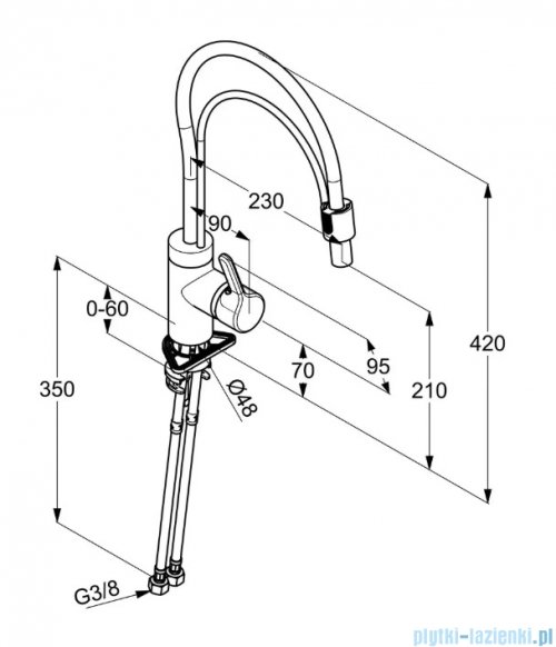 Jednouchwytowa bateria kuchenna Kludi Bingo star wyciągana biała wylewka 428590578