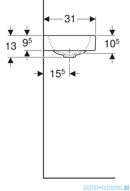 Geberit iCon Umywalka wisząca z powierzchnią odkładczą po lewej stronie 53x31cm KeraTect 124153600