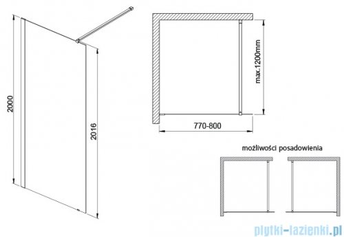 Sanplast Exa Line P/EXA LINE Kabina walk-in 80x200 cm czarny matowy 600-540-1420-59-401