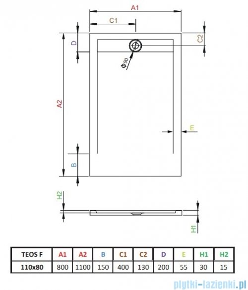 Radaway Teos F brodzik 110x80cm cemento HTF11080-74