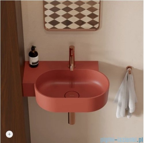 Omnires Ovo M+ umywalka nablatowa/wisząca lewa 55x38 cm terracotta mat  OVO555UWLTE