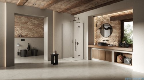 New Trendy Nesta Gunmetal Brushed kabina 90x120x200 cm prawa wspornik równoległy grafit szczotkowany/szkło przejrzyste K-4737