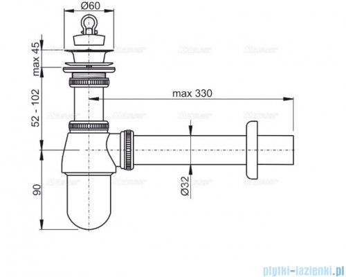 Alcaplast syfon umywalkowy DN32 ze spustem 5/4&quot;, metal A437