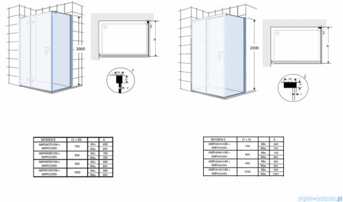 Roca Metropolis-N ścianka boczna 90cm szkło przejrzyste AMP0909010M