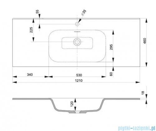 Oristo Enola umywalka meblowa ceramiczna 120x46cm UME-EN-120-91