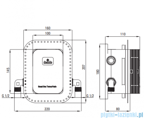 Deante Blur Zestaw prysznicowy podtynkowy z BOXem mieszaczowym nero BXYZNQLM