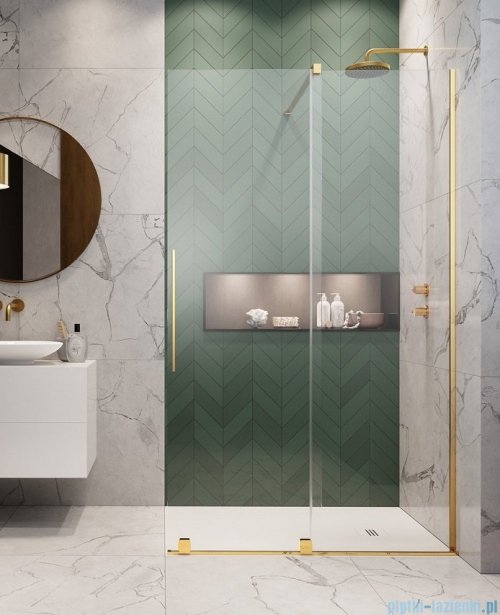 Radaway Furo Gold Walk-in kabina 130x200cm prawa szkło przejrzyste 10106688-09-01R/10110644-01-01
