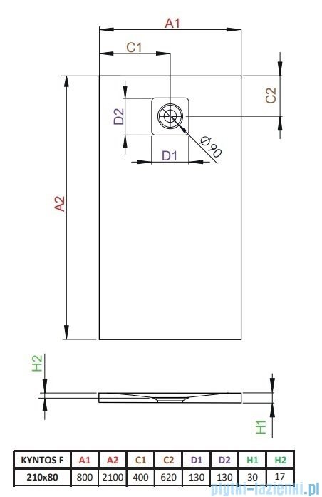 Radaway Kyntos F brodzik 210x80cm cemento HKF21080-74