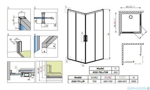 Radaway Idea Gold Kdd kabina 70x70cm złoty połysk/szkło przejrzyste 387065-09-01L/387065-09-01R
