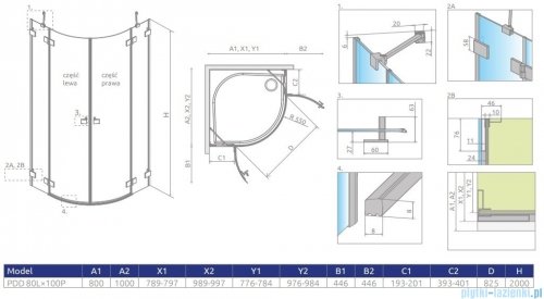 Radaway Essenza Pro Black Pdd kabina 80x100cm czarny mat/szkło przejrzyste 10095080-54-01L/10095100-54-01R