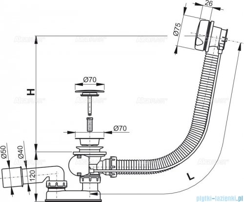 Alcaplast  syfon wannowy automatyczny biały A51BM-100