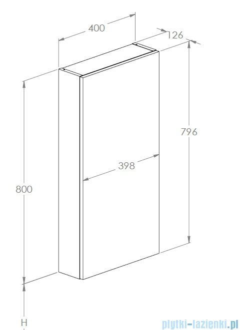 Roca Extra Kolumna łazienkowa niska z 1 drzwiami slim 80x40x12 CZARNY MAT A857957532