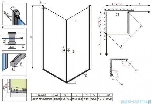 Radaway Eos KDD kabina prysznicowa 100x100 szkło intimato + Brodzik Delos C + syfon 37223-01-12N