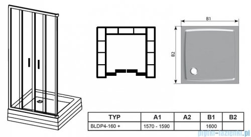 Ravak Blix BLDP4 drzwi prysznicowe 160cm aluminium transparent Anticalc 0YVS0C00Z1