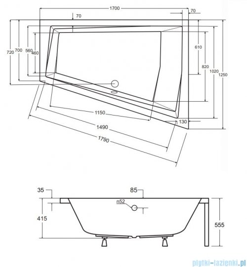 Besco Intima Duo 170x125cm wanna asymetryczna lewa #WAID-170-NL