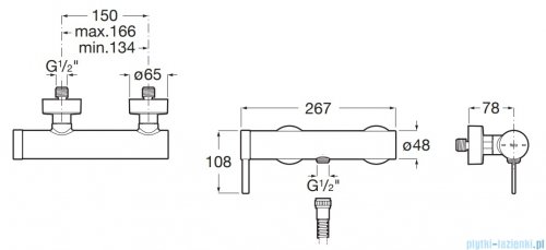 Roca Ona bateria prysznicowa Inox EVERLUX-PVD A5A219ESM0