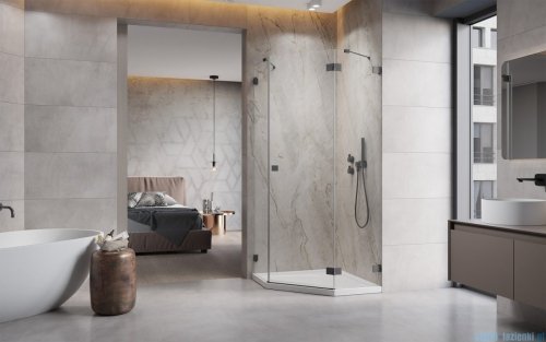 Radaway Essenza Pro Brushed GunMetal Ptj kabina pięciokątna 90x80 prawa szczotkowany grafit 10100000-92-01R/10100600-01-01