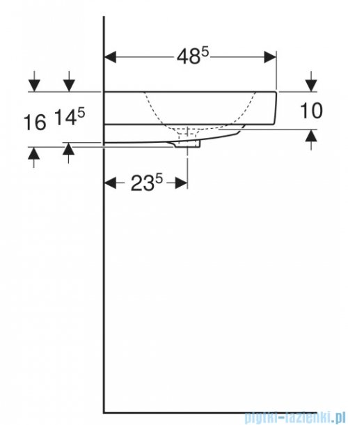 Geberit iCon Umywalka ścienna podwójna z otworami na baterię 120x48 cm KeraTect 124120600