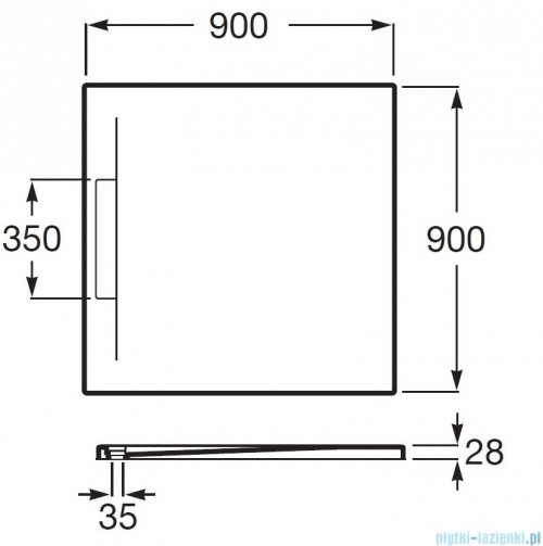Roca Pyros 90x90cm brodzik kwadratowy konglomeratowy biały AP90138438401100