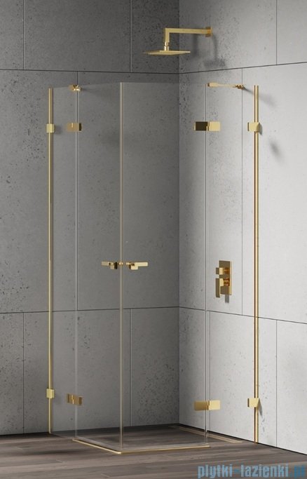 New Trendy Eventa Gold Shine kabina prysznicowa prostokątna 120x80x200 cm przejrzyste Złoty połysk EXK-4769