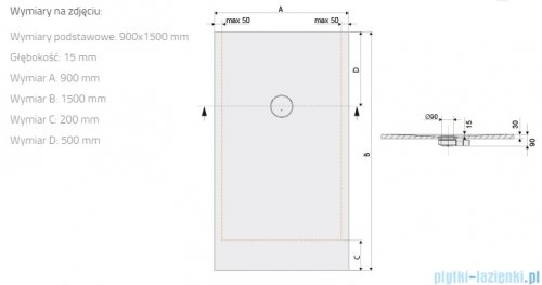 Sanplast Structure Mineral B-M/STRUCTURE brodzik prostokątny 90x150x1,5 cm mat czerni  645-360-0580-59-010