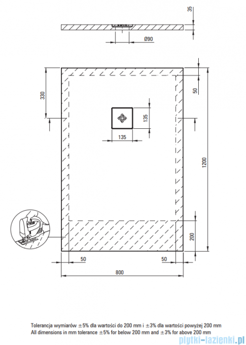 Deante Silia Brodzik akrylowy prostokątny 120x80 cm biały KSKA00812B