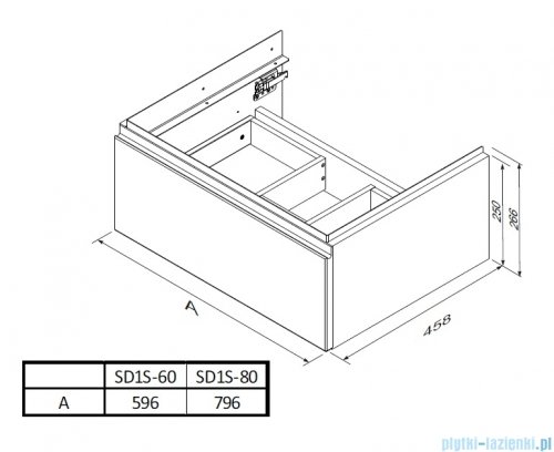 Oristo Brylant szafka podumywalkowa wisząca 60x25x45 czarny mat OR36-SD1S-60-8