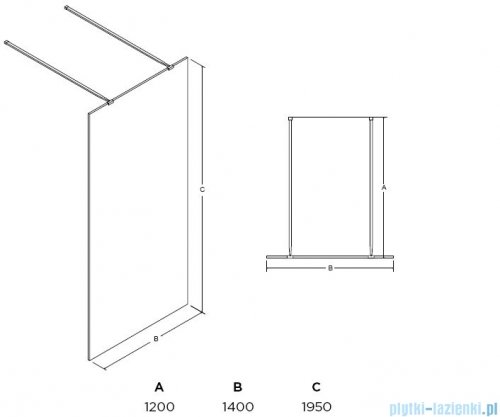 Besco Aveo Due kabina walk-in 140x195cm przejrzyste AVD-140-195-C