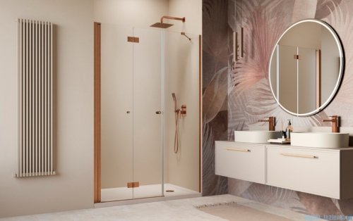 Radaway Nes Brushed Copper DWSB drzwi wnękowe 130cm W2 lewe szczotkowana miedź szkło przejrzyste 10044950-93-01L/10045350-01-01