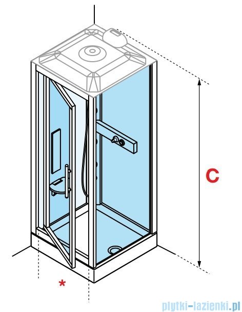 Novellini Glax 3 GF80 kabina z hydromasażem 80x80 chrom GL3GF80M1F-1K