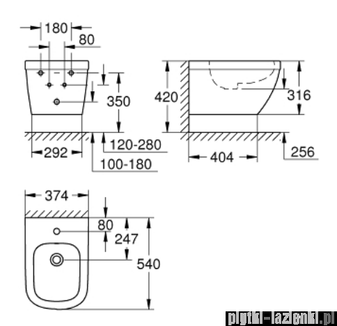 Grohe Euro Ceramic bidet wiszący PureGuard biały 3920800H