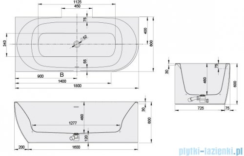 Sanplast Loft Line wanna asymetryczna lewa WAL(L)/LOFT 180x80 cm biała 610-500-1220-01-000