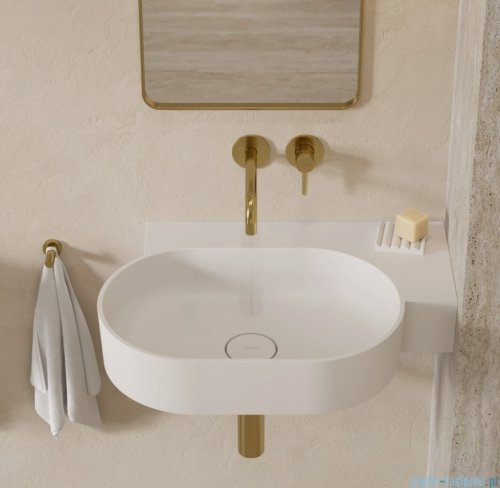 Omnires Ovo M+ umywalka nablatowa/wisząca prawa 66x44 cm biały mat OVO645UWPBM