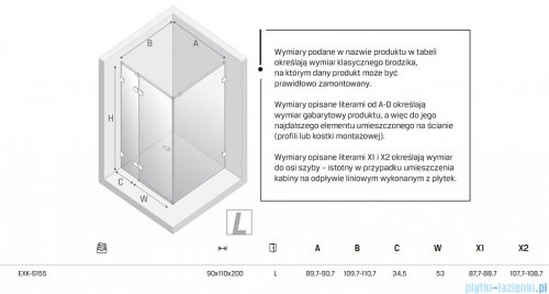 New Trendy Eventa Black Chrome kabina prysznicowa prostokątna 90x110x200 cm lewa przejrzyste czarny połysk EXK-6155