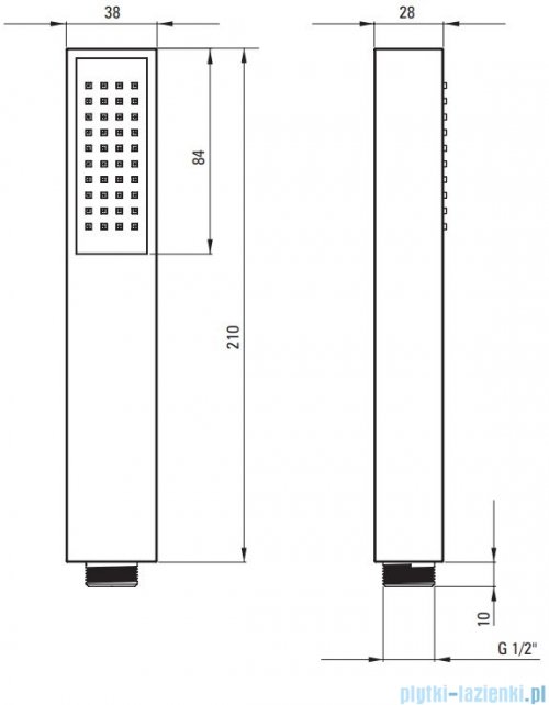 Deante Square Nero słuchawka prysznicowa 1-funkcyjna czarny mat XDCA5SGN1