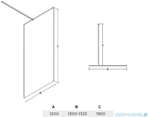 Besco Aveo kabina walk-in 130x195cm przejrzyste AV-130-195-C