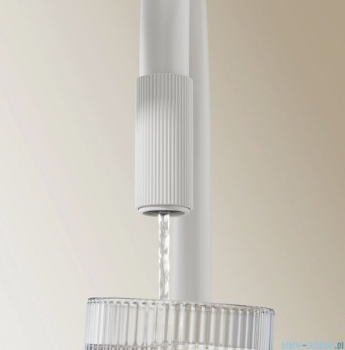 Omnires Switch bateria kuchenna z wyciąganą wylewką do podłączenia zestawu filtrującego biały mat SW9059WM