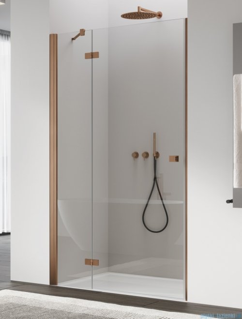 Ronal ANNEA AN13 Drzwi jednoczęściowe ze ścianką stałą w linii 80x200cm lewe miedź szczotkowana AN13G08002707