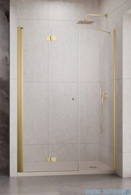Radaway Nes Brushed Gold DWSB drzwi wnękowe 140cm W3 lewe złoto szczotkowane szkło przejrzyste 10044950-99-01L/10045450-01-01