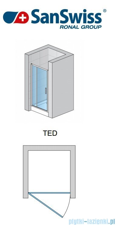 SanSwiss Top-Line Ted Drzwi 1-częściowe 90cm profil srebrny mat TED09000107 