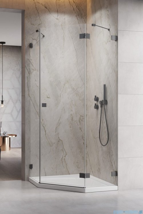 Radaway Essenza Pro Brushed GunMetal Ptj kabina pięciokątna 80x90 prawa szczotkowany grafit 10100000-92-01R/10100400-01-01