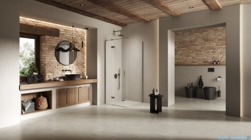 New Trendy Nesta Gunmetal Brushed kabina 120x100x200 cm lewa wspornik równoległy grafit szczotkowany/szkło przejrzyste K-4723