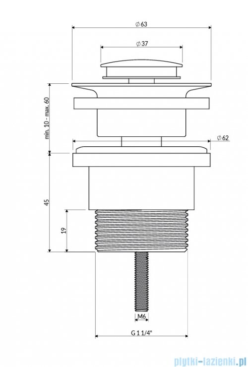 Omnires korek klik-klak umywalkowo-bidetowy grafit szczotkowany A47GR