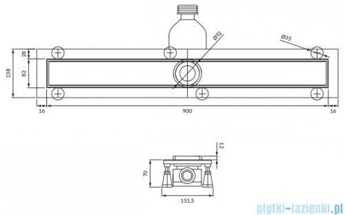 Omnires Lowfix odpływ liniowy z maskownicą do wklejenia płytek 90 cm czarny LOWFIX90TBL