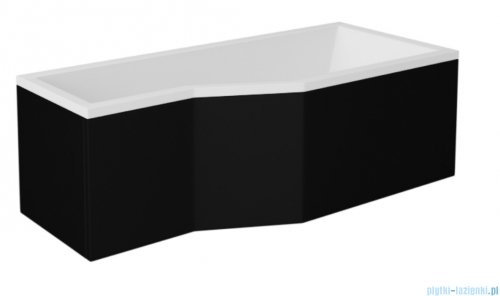 Besco Integra 170x75cm wanna asymetryczna prawa + obudowa CZARNY mat + syfon CZARNY #WAI-170-PP/#OAI-170-NSC/19977