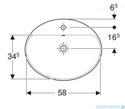 Geberit VariForm Umywalka owalna z półką z otworem na baterię 60x48cm szkliwiony spód KeraTect 500.725.00.2