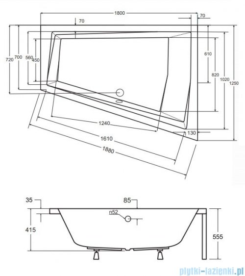 Besco Intima Duo 180x125cm wanna asymetryczna prawa #WAID-180-NP