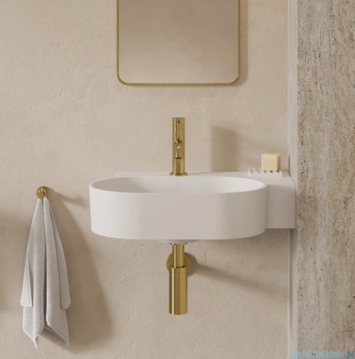 Omnires Ovo M+ umywalka nablatowa/wisząca prawa 55x38 cm  biały mat  OVO555UWPBM