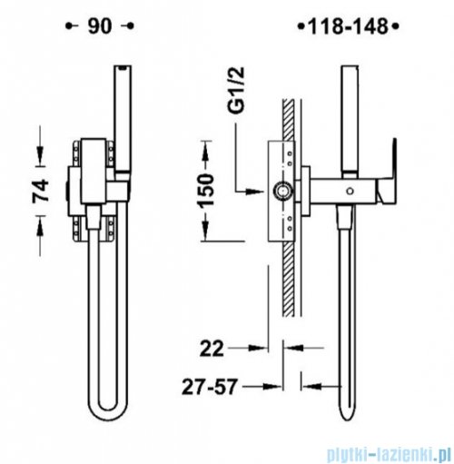 Tres CUADRO Bateria jednouchwytowa podtynkowa z natryskiem do toalety czarny mat 00612302NM